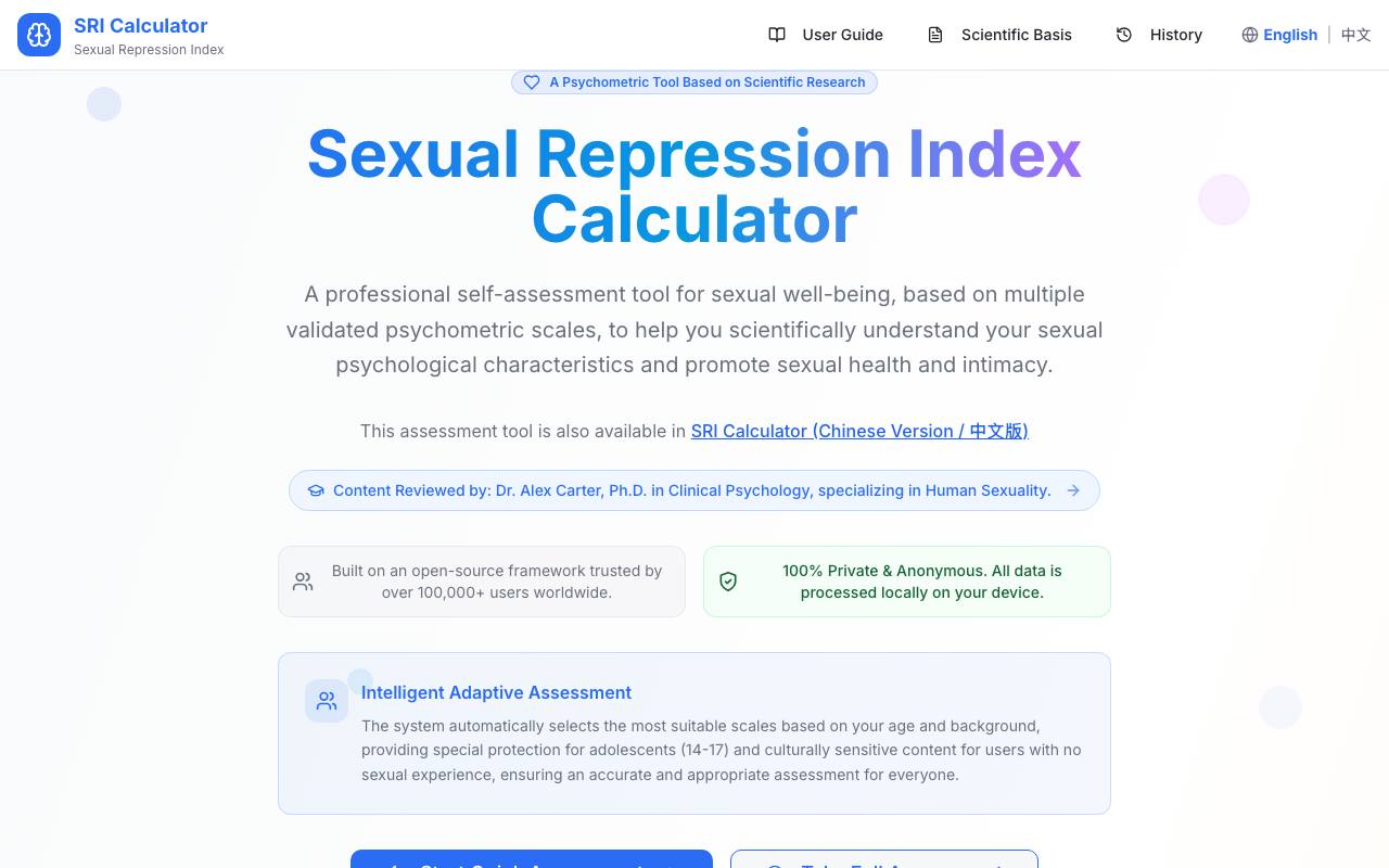 Sexual Repression Index Calculator screenshot