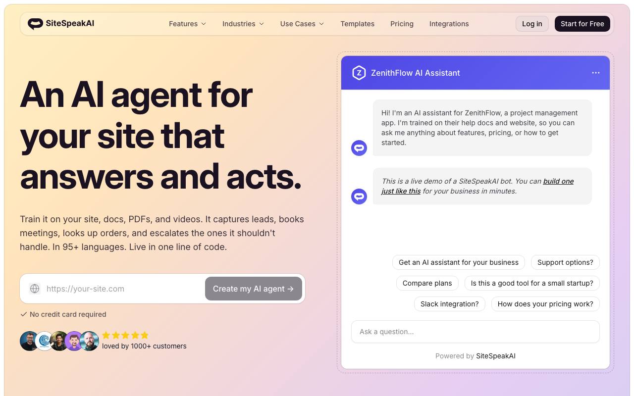 SiteSpeakAI screenshot