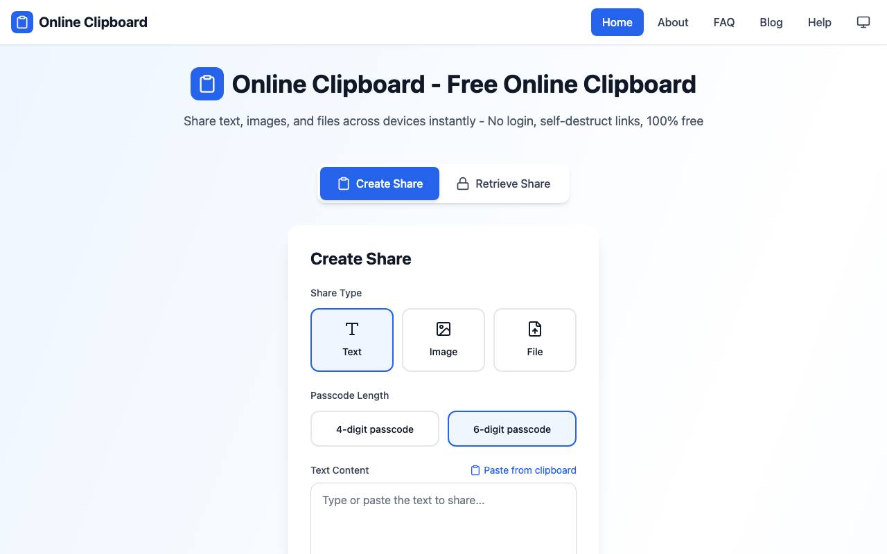 Online Clipboard screenshot