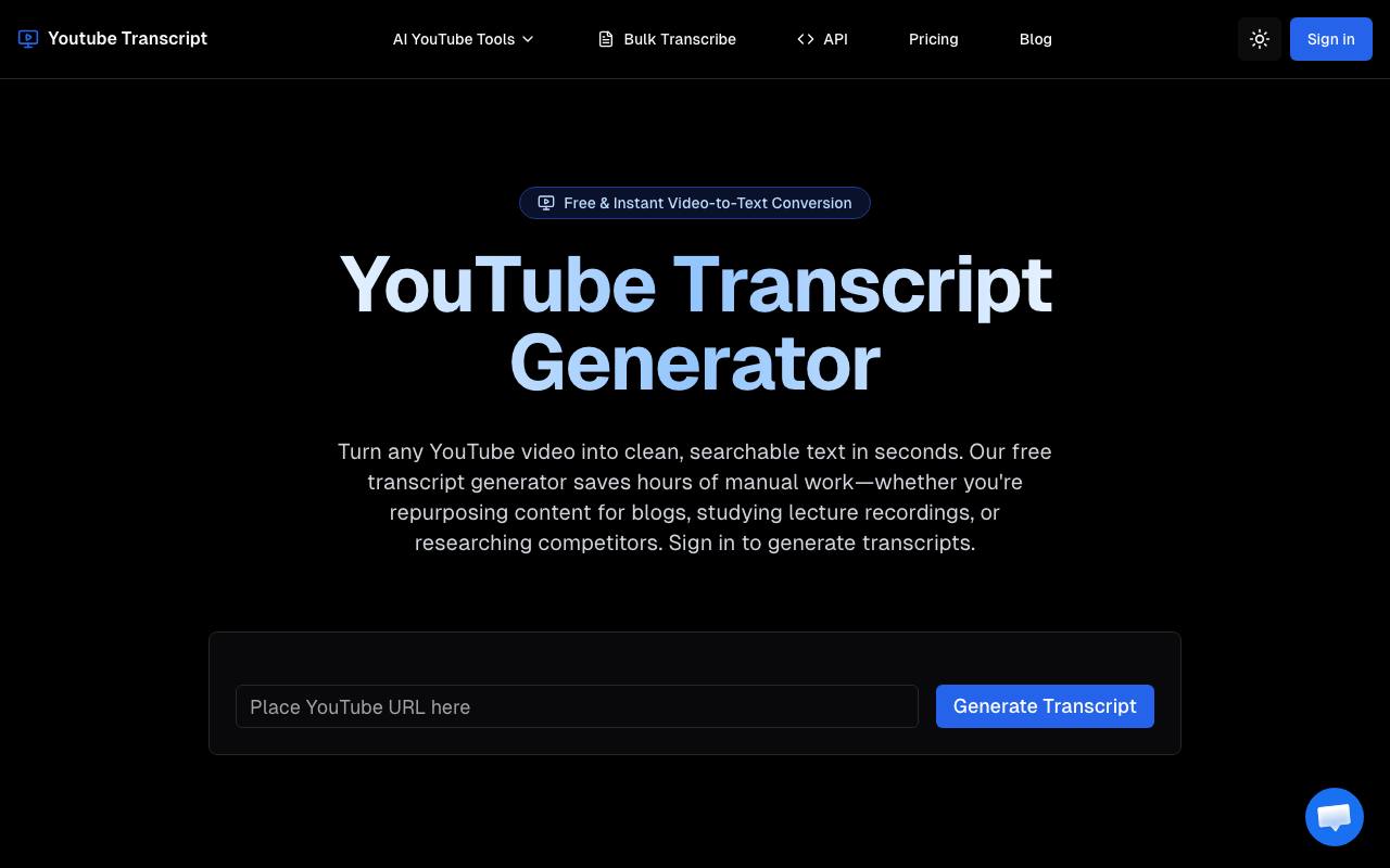 YouTube Transcript Generator screenshot