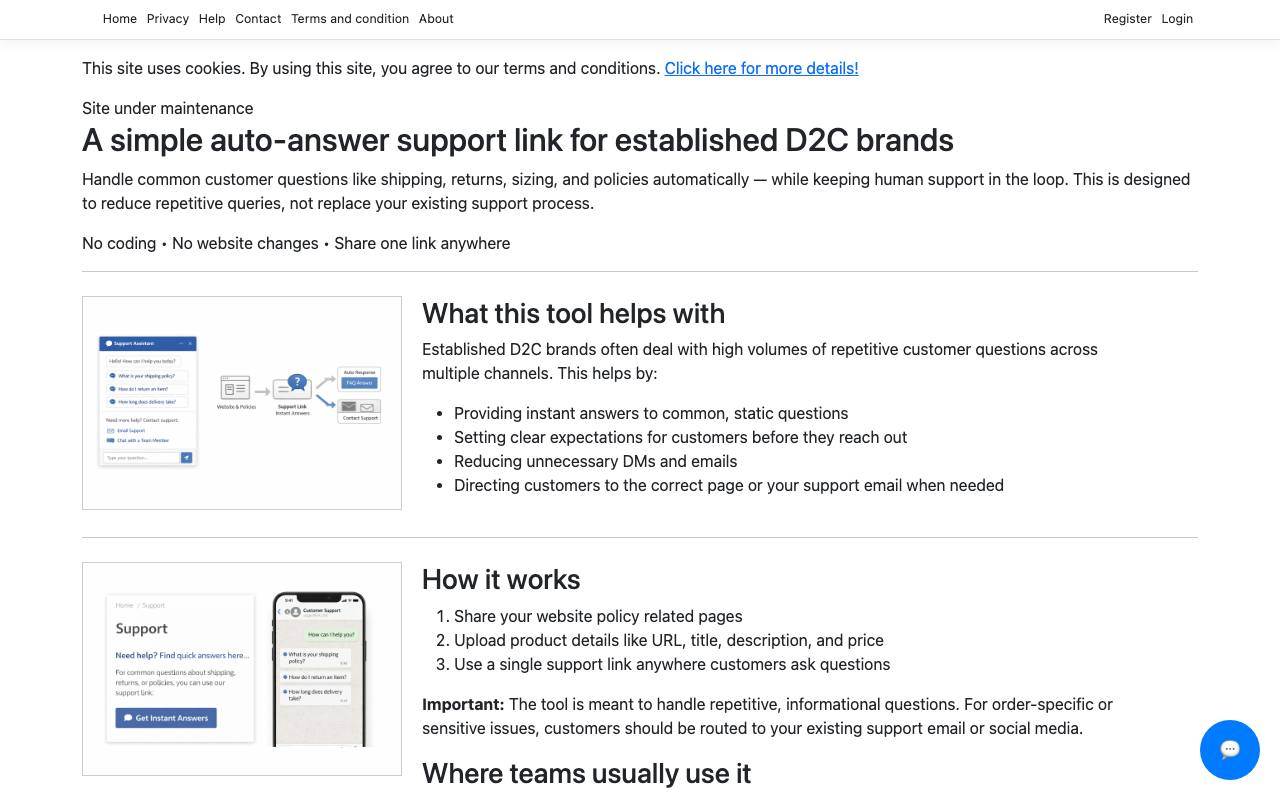 CamsAI Chatbot screenshot