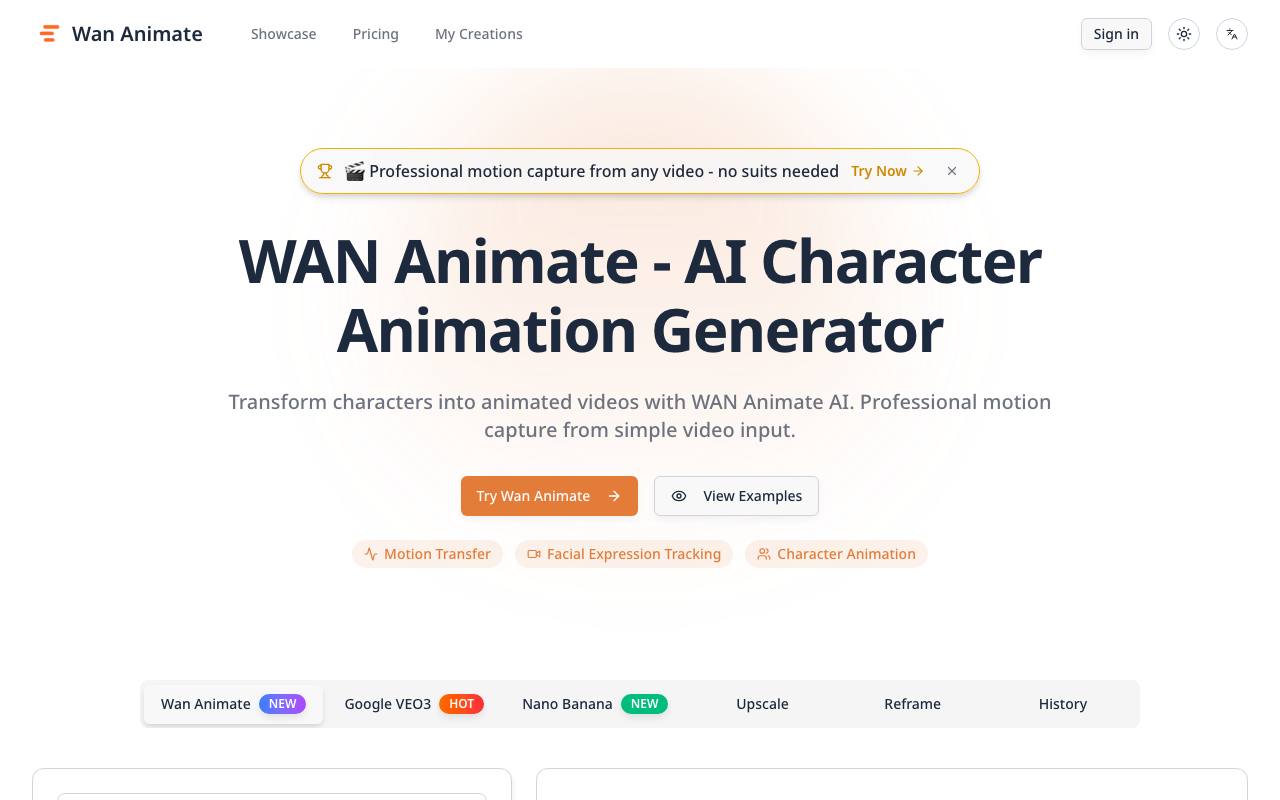 WAN Animate – AI Character Animation Tool | Motion Capture screenshot