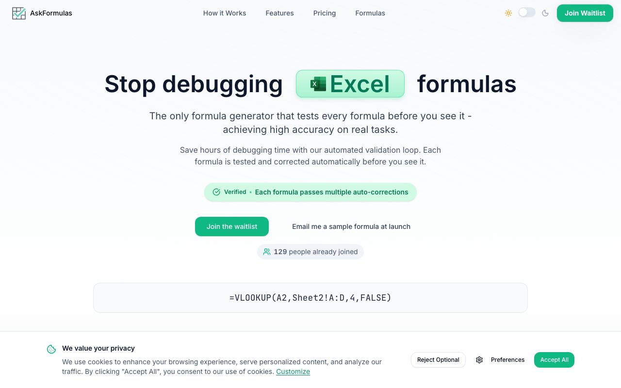 AskFormulas screenshot