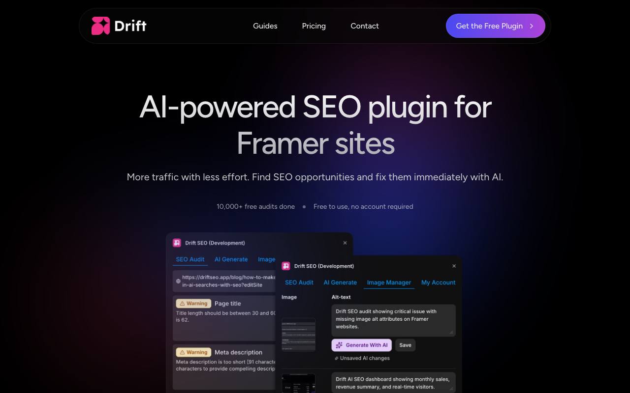 Drift – AI-powered SEO plugin for Framer sites screenshot