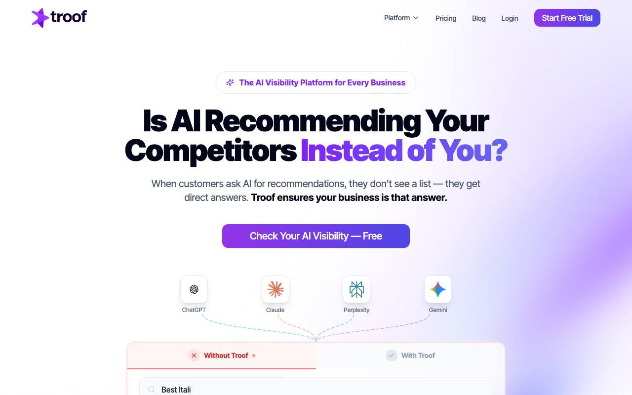 Troof.ai screenshot