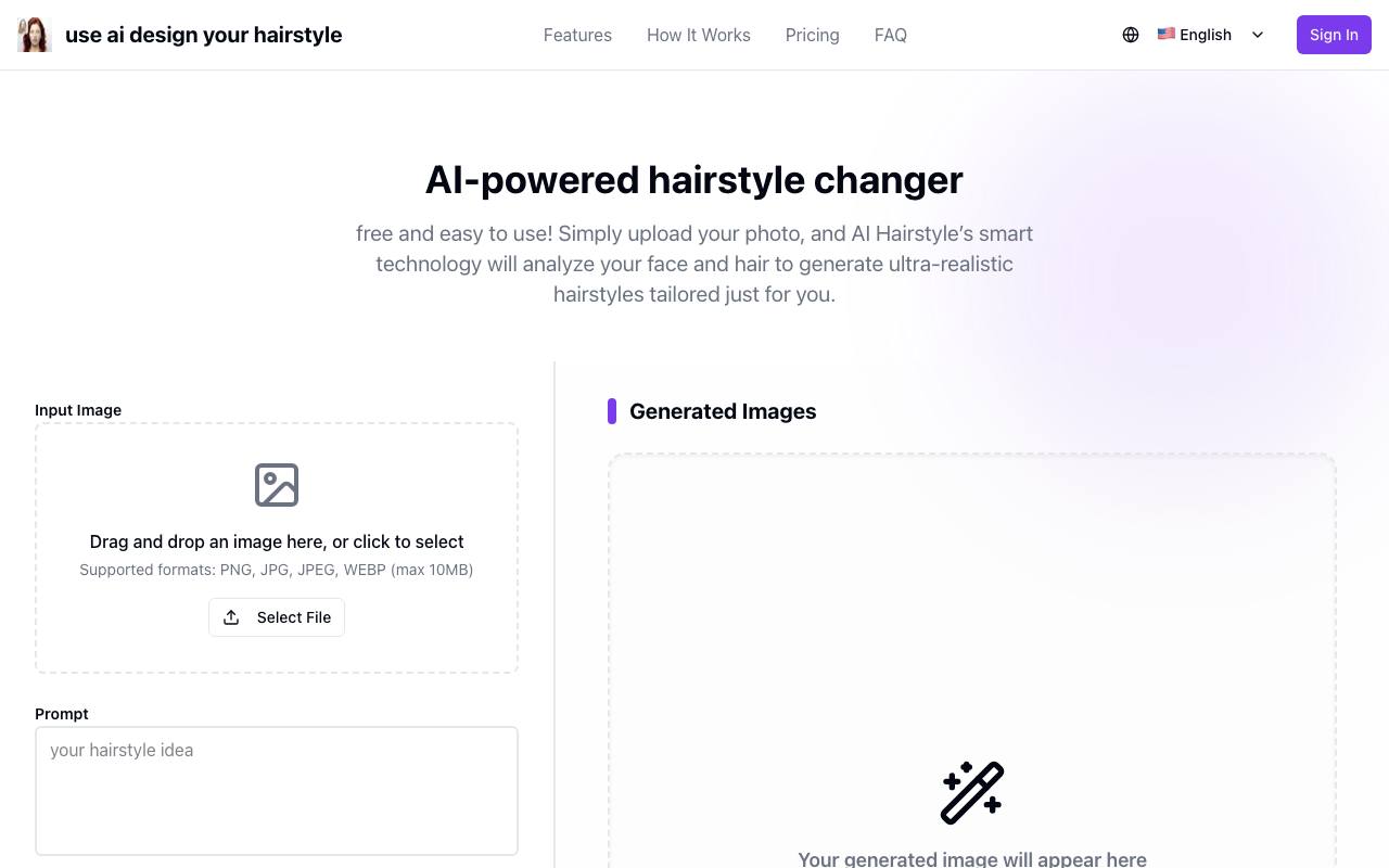 AI-powered hairstyle changer screenshot