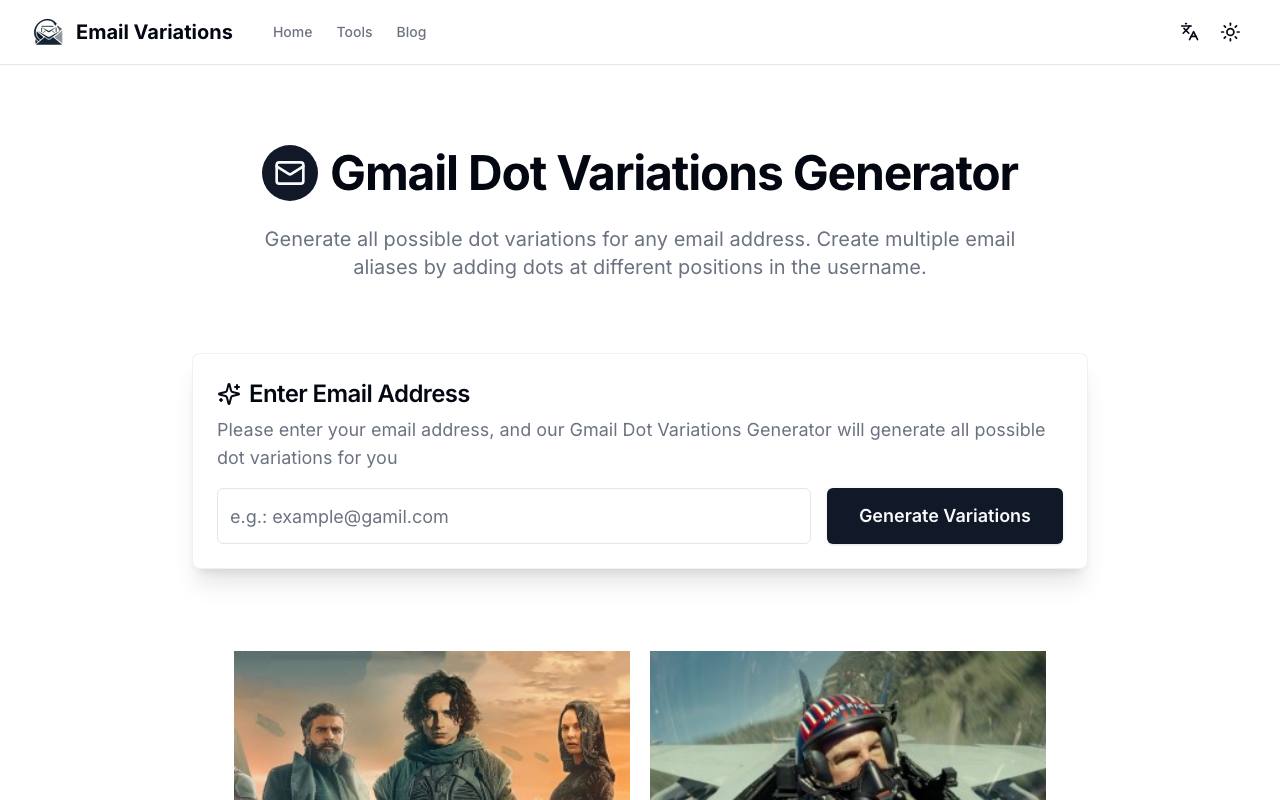 Gmail Dot Variations Generator screenshot