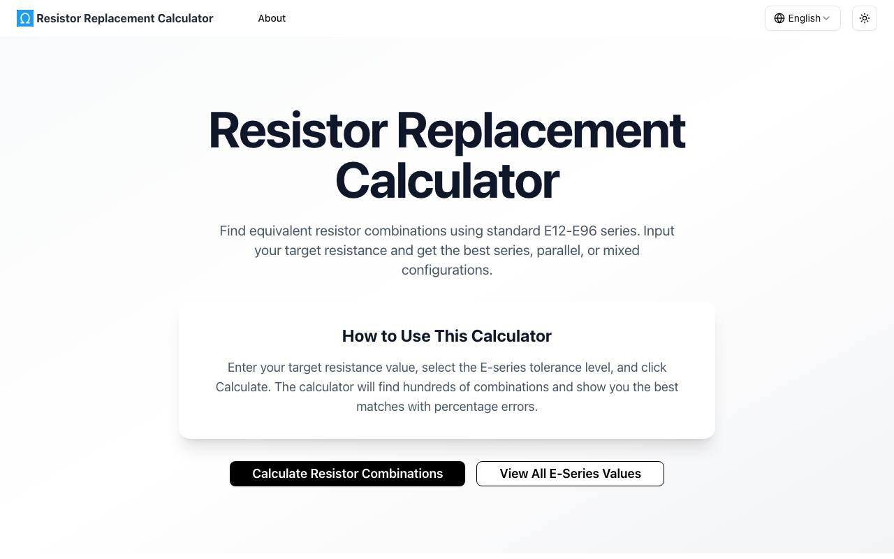 Resistor Replacement Calculator screenshot