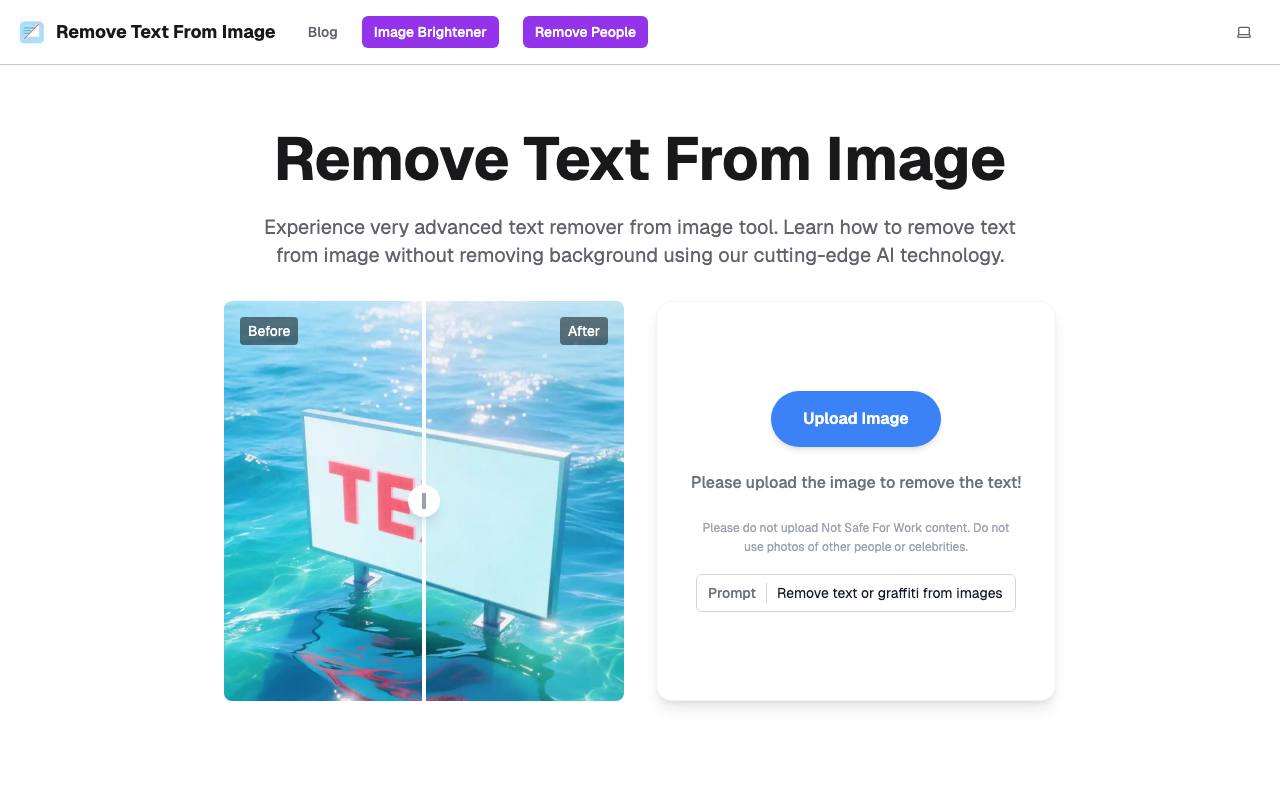 Remove text from image screenshot