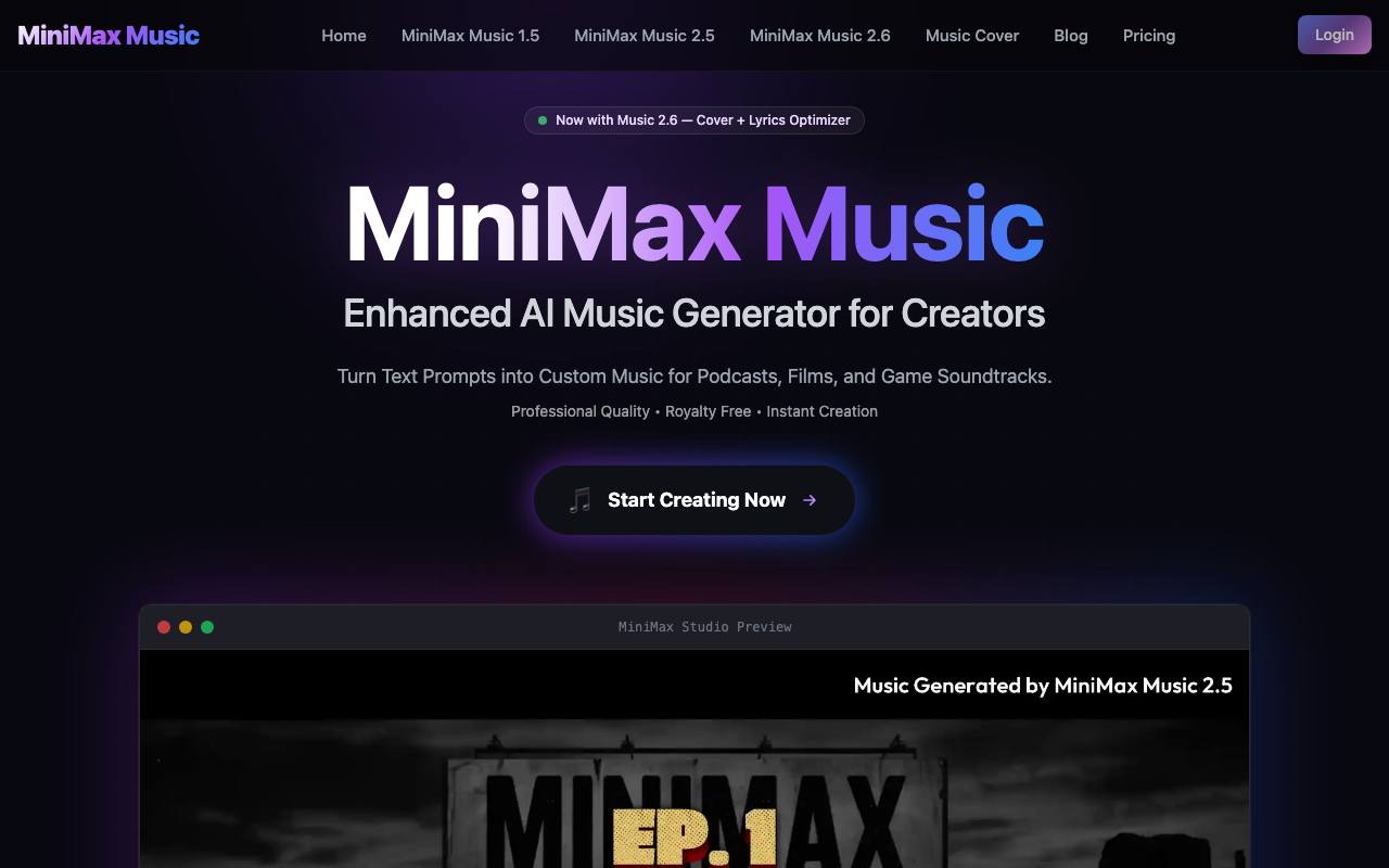 MiniMax Music screenshot