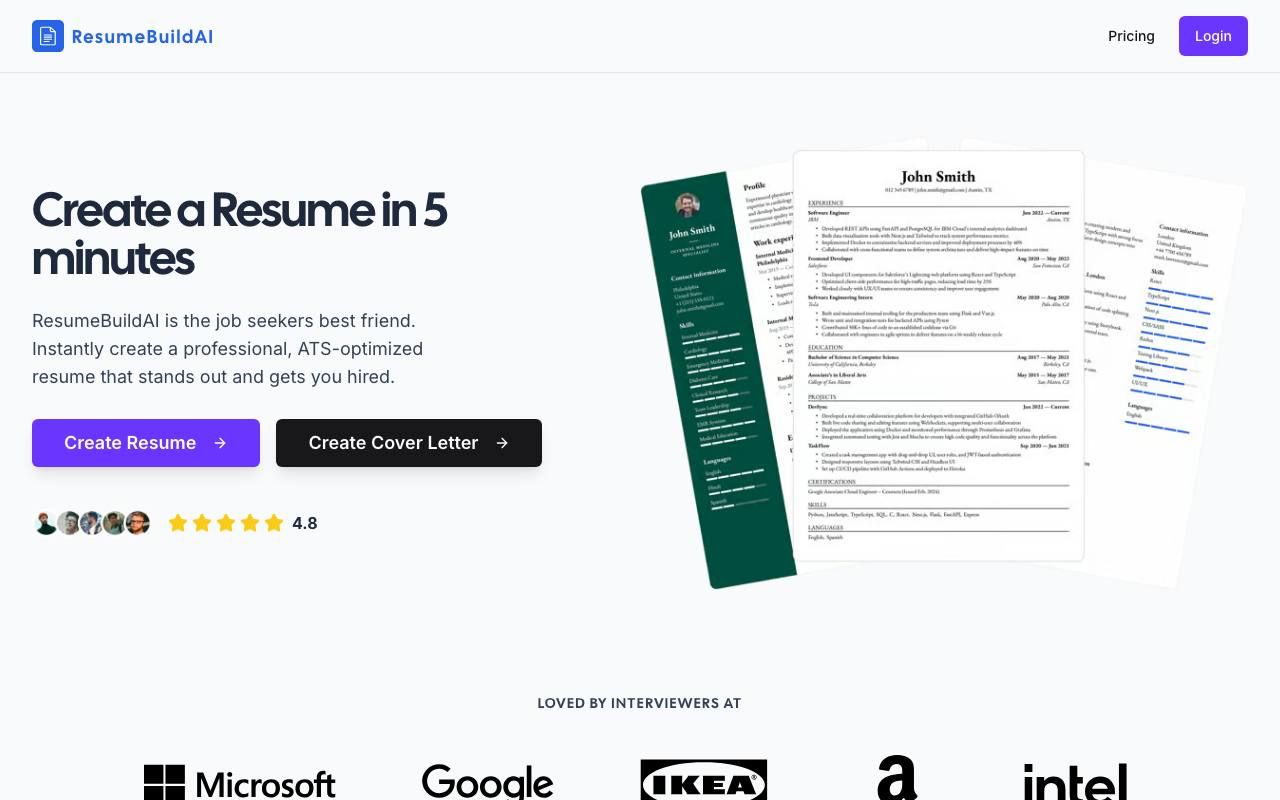 ResumeBuildAI screenshot