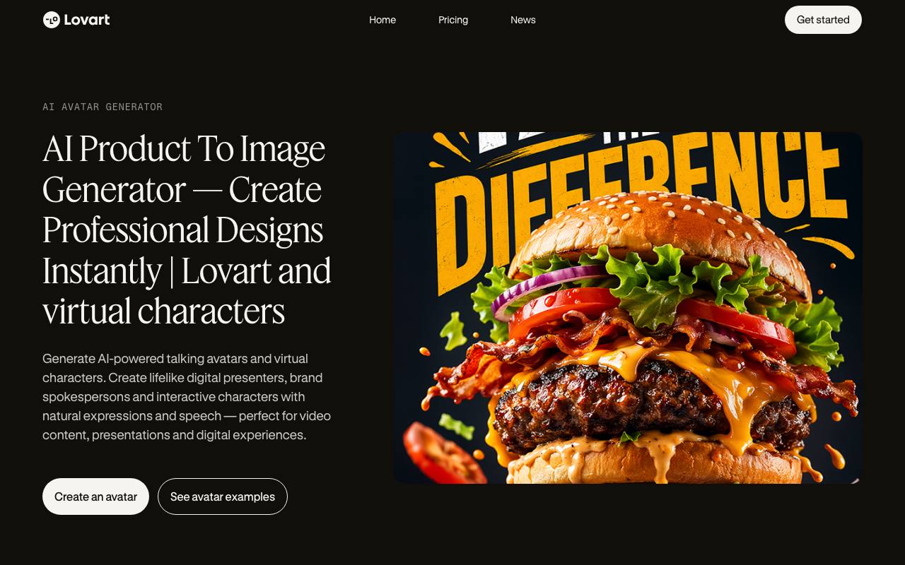 Lovart Product To Image Generator screenshot
