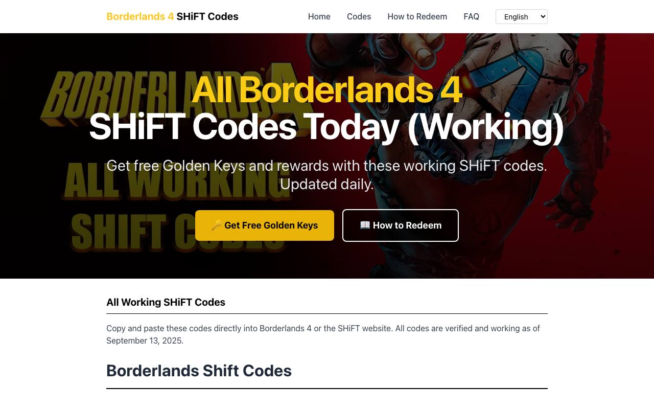 Borderlands 4 SHiFT Codes screenshot