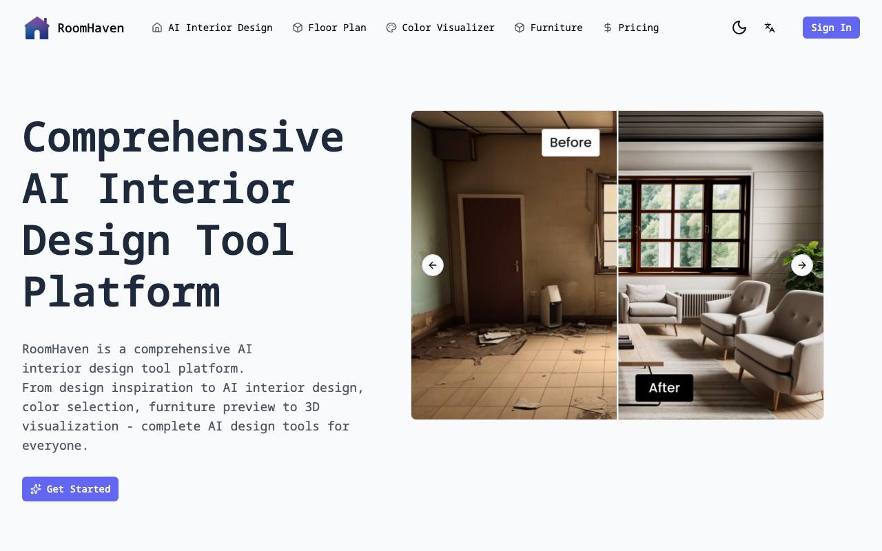 RoomHaven – AI Interior Design Platform screenshot