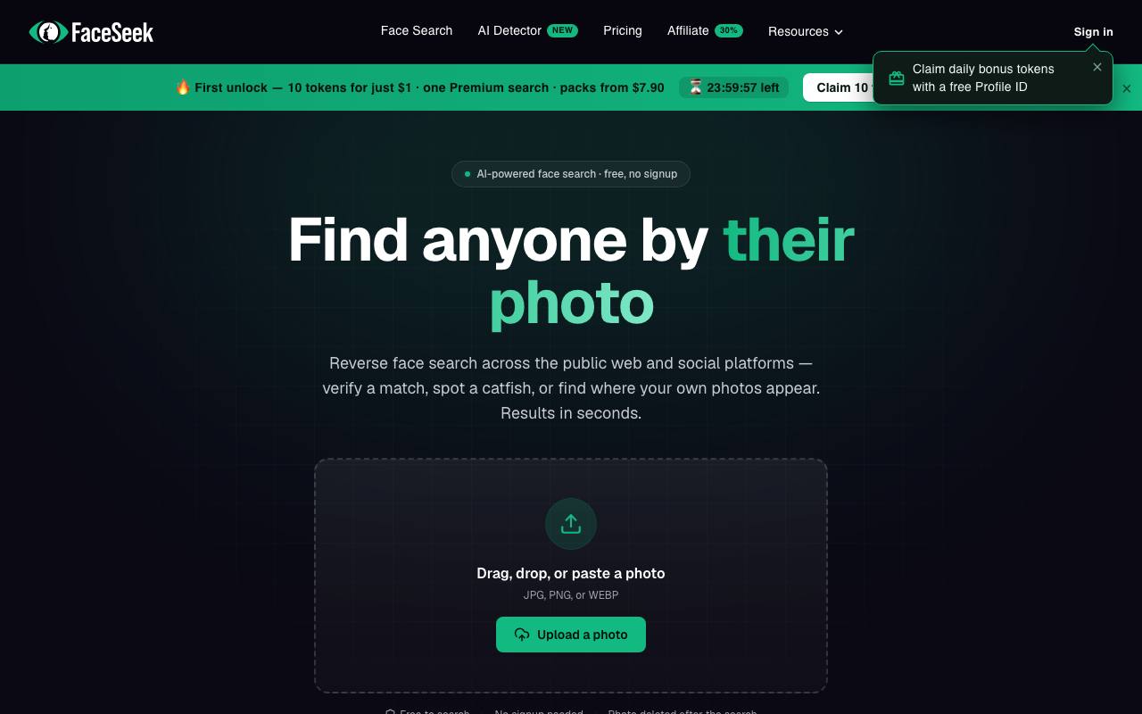 FaceSeek screenshot