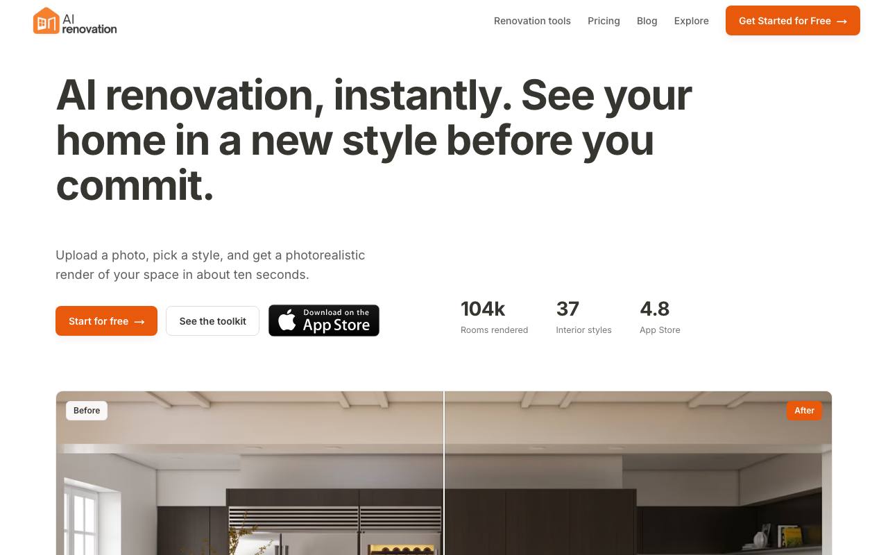 Style your home instantly with Renovate AI. screenshot