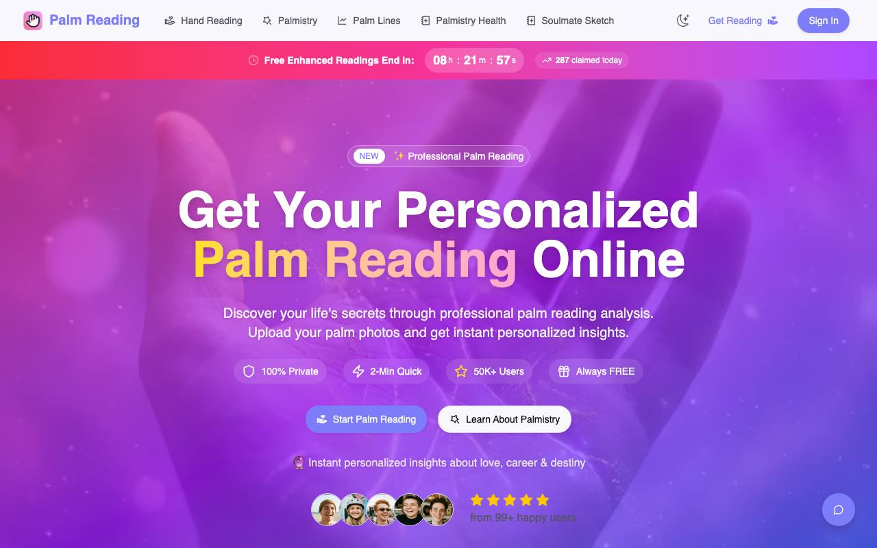 palm reading screenshot