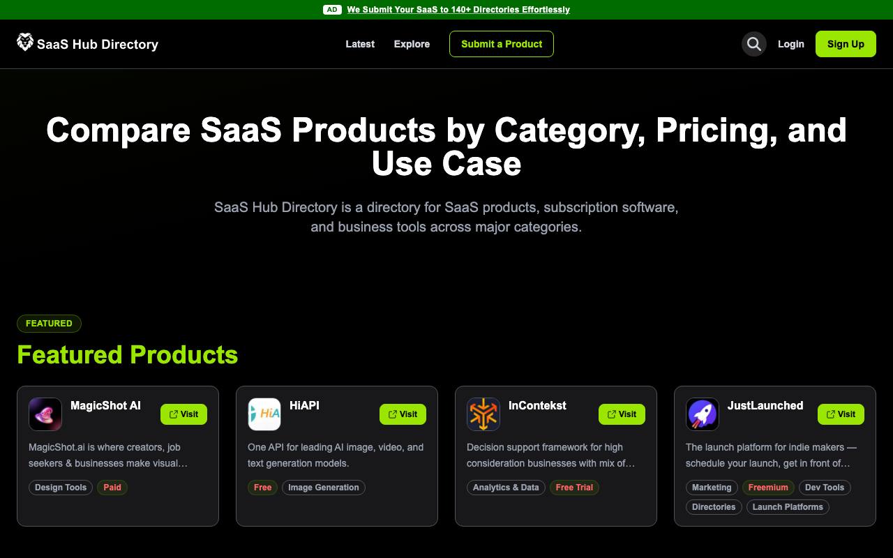 SaaS Hub Directory screenshot