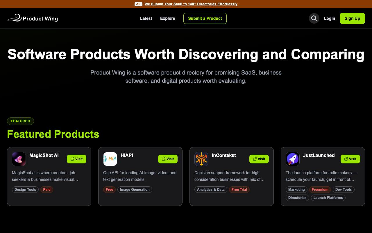 Product Wing screenshot