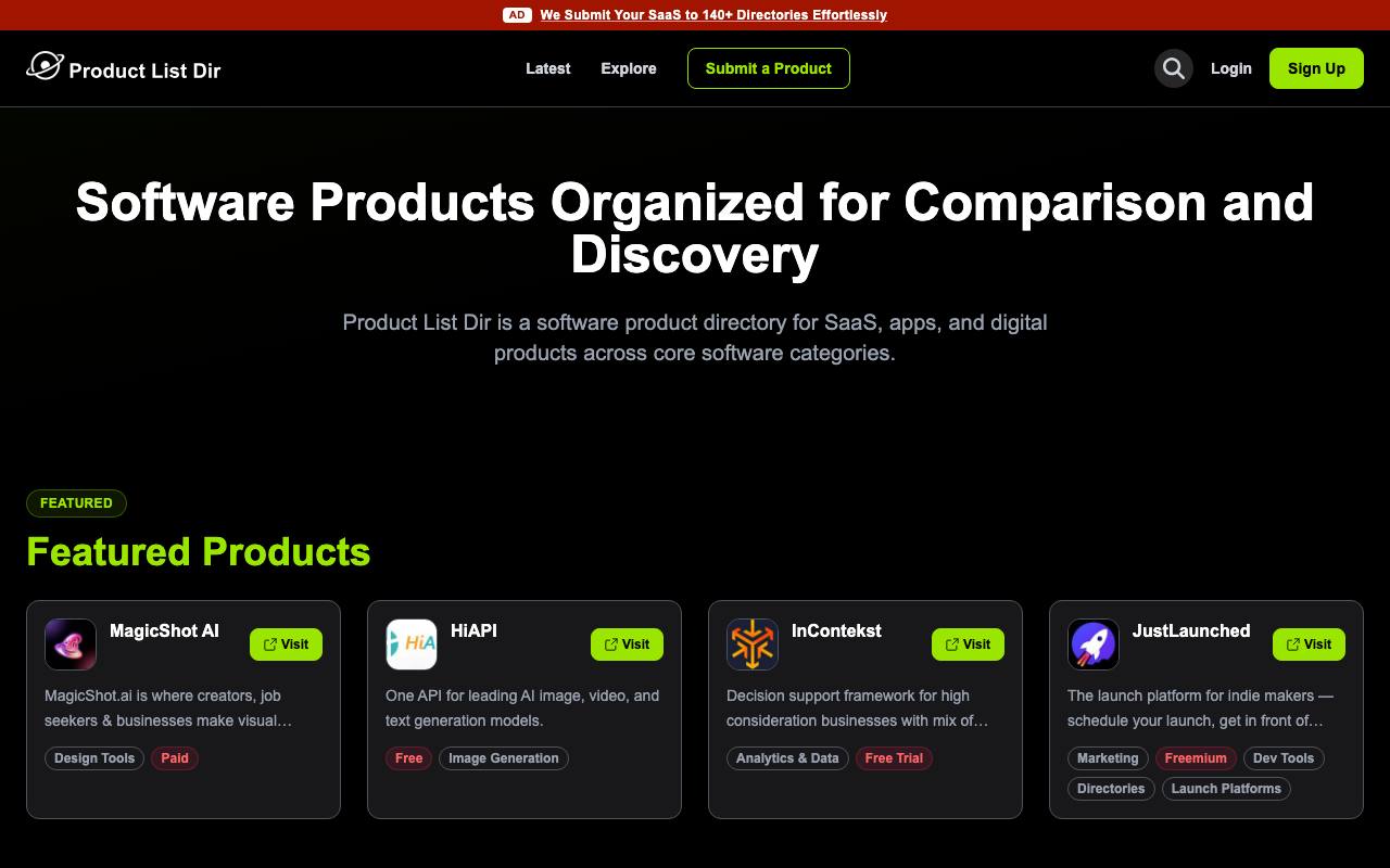 Product List Dir screenshot
