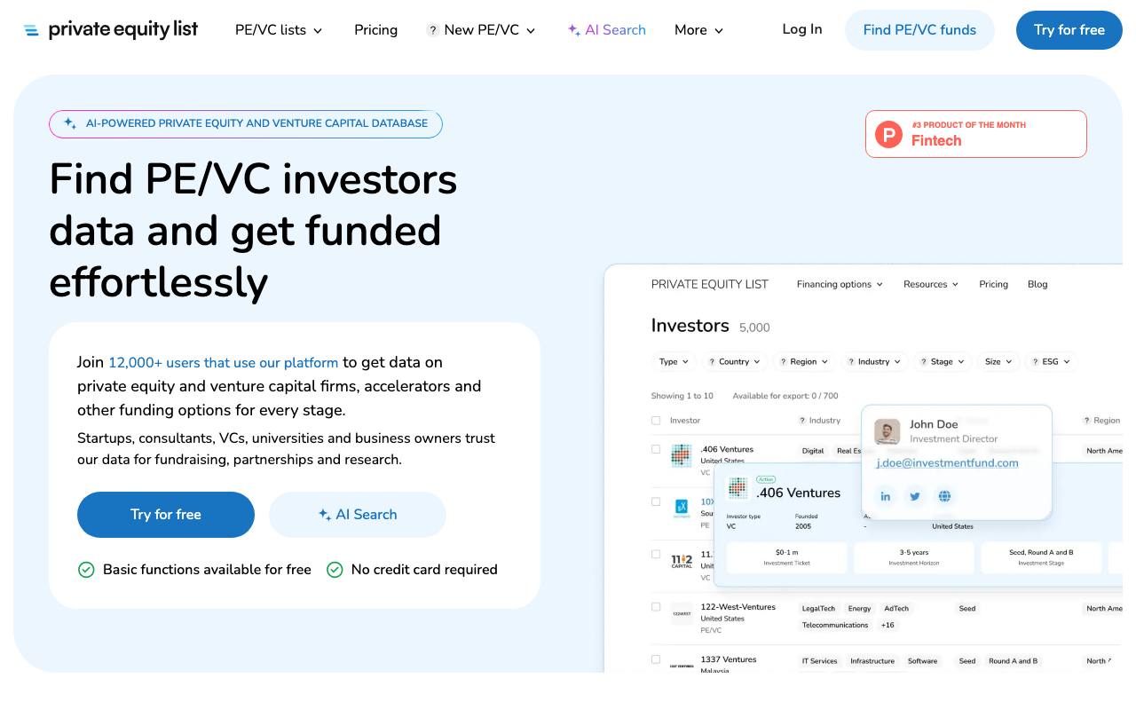Private Equity List screenshot