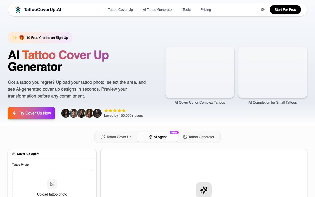 TattooCoverUp.AI – AI-Powered Tattoo Generator screenshot