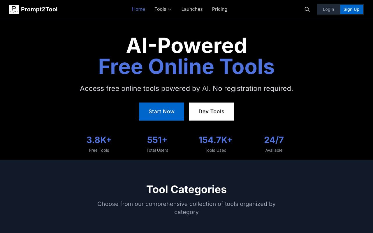 Prompt2Tool screenshot