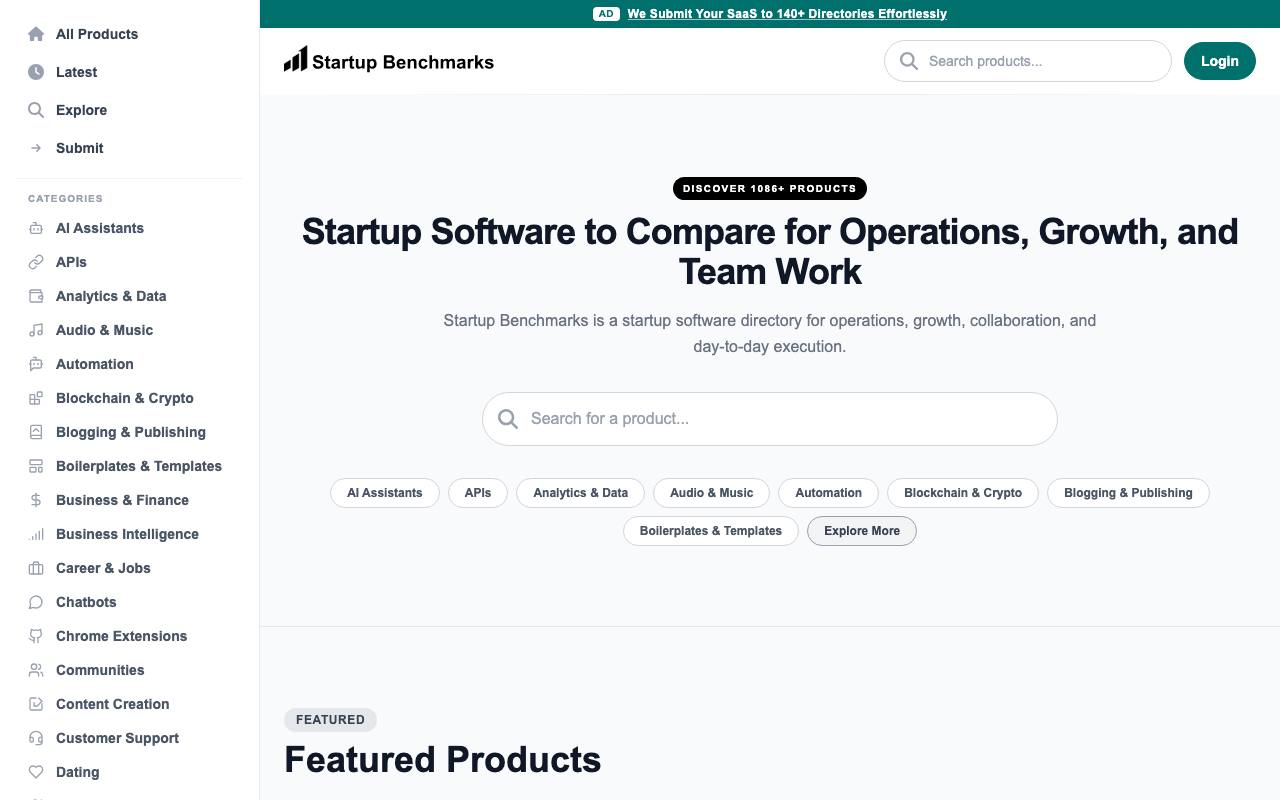 Startup Benchmarks screenshot