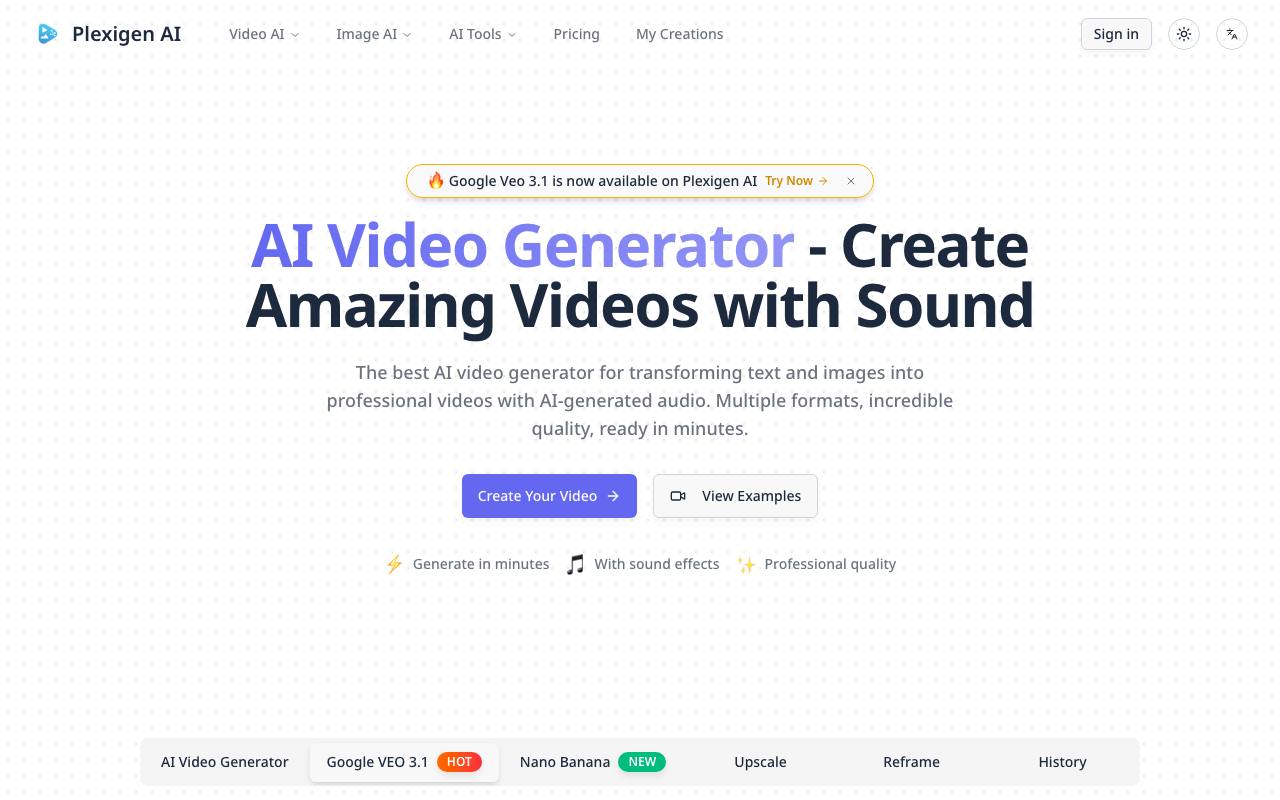 Plexigen AI – AI Video Generator with Sound screenshot