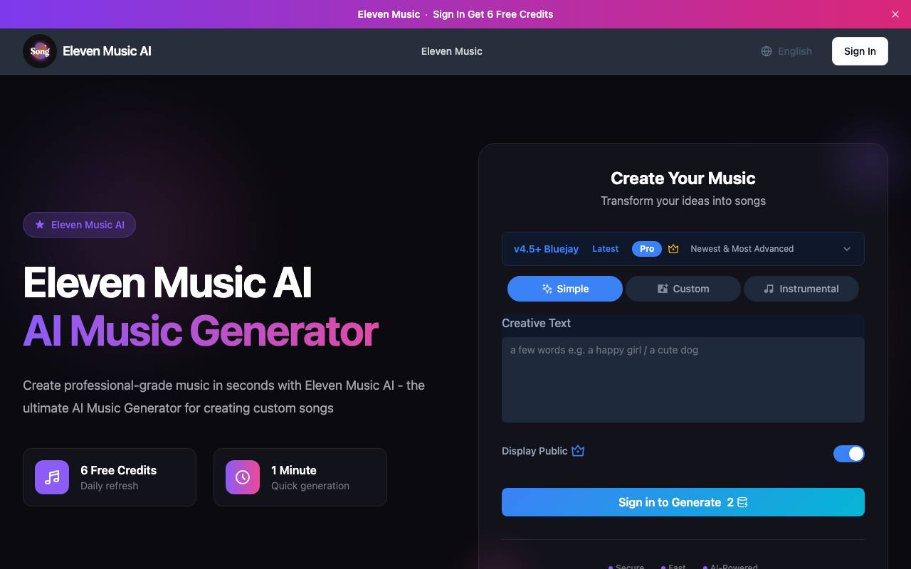 Eleven Music AI screenshot