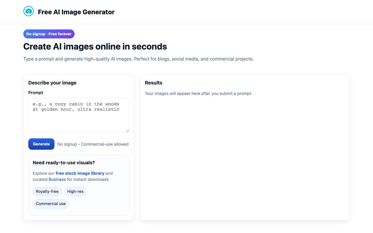 Photostock – Free AI Image Generator screenshot