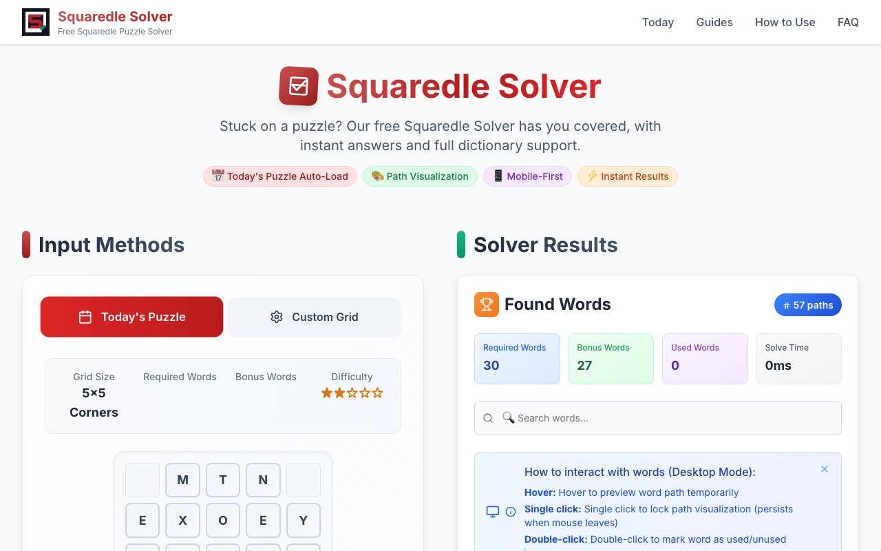 Squaredle Solver screenshot