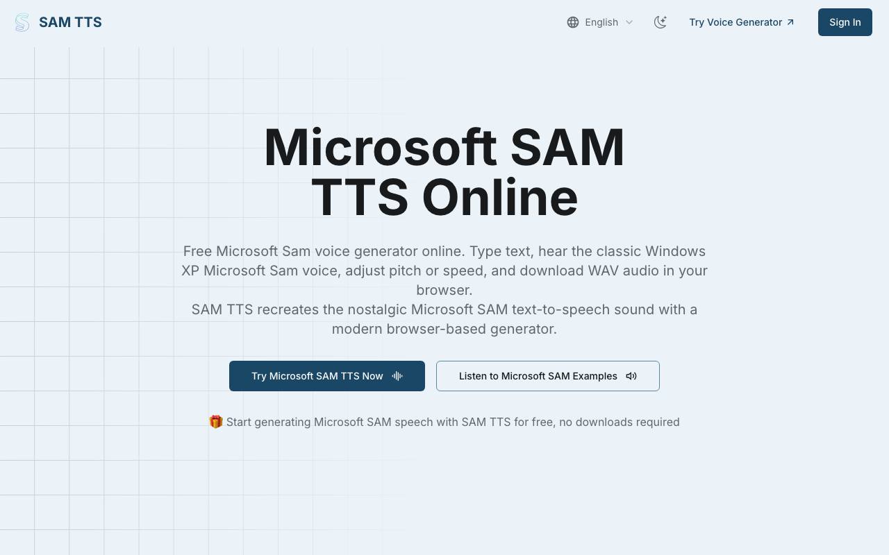 Microsoft SAM TTS – Classic Windows XP Voice Synthesizer screenshot