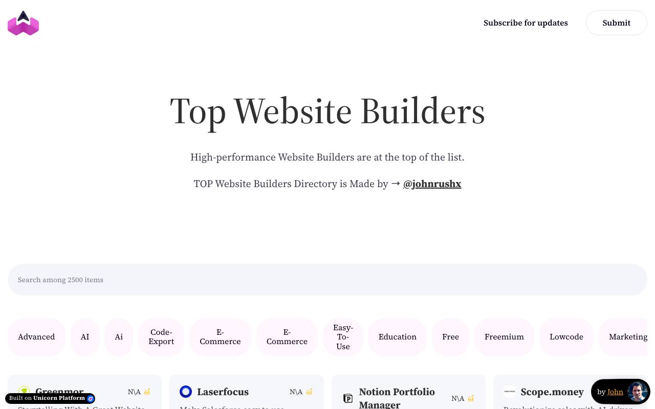 Top Website Builders screenshot