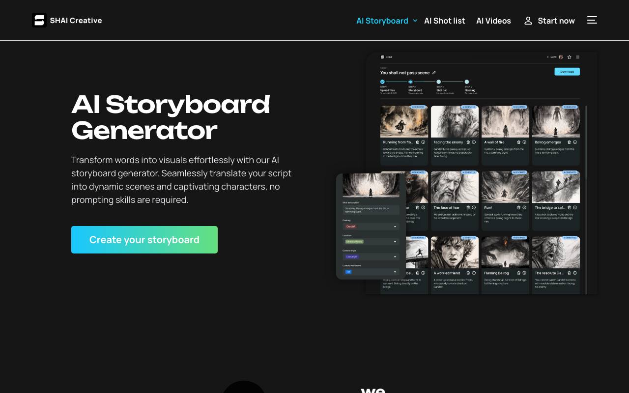 Shai – AI Storyboard Generator screenshot