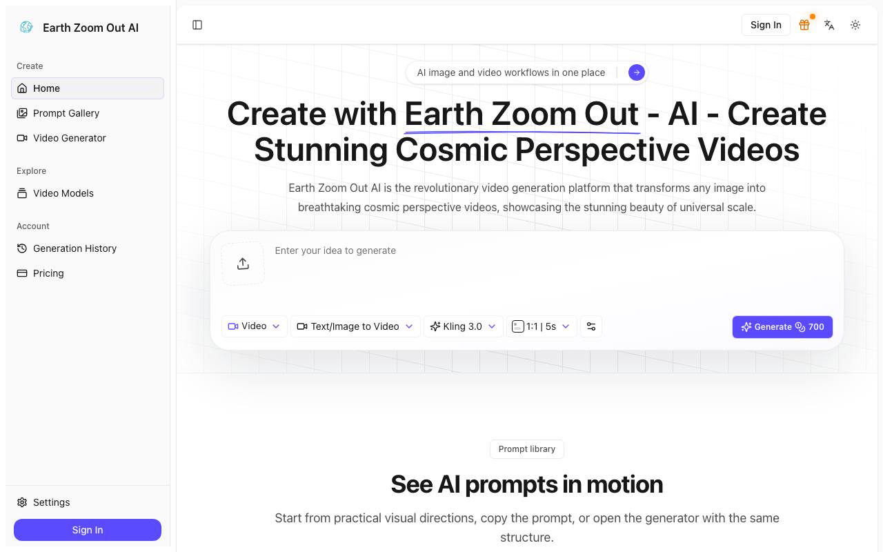 Earth Zoom Out AI screenshot