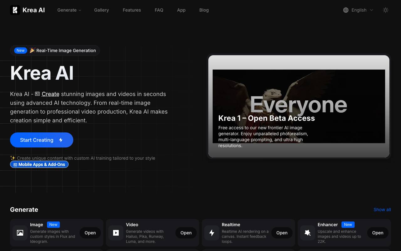 Krea AI screenshot