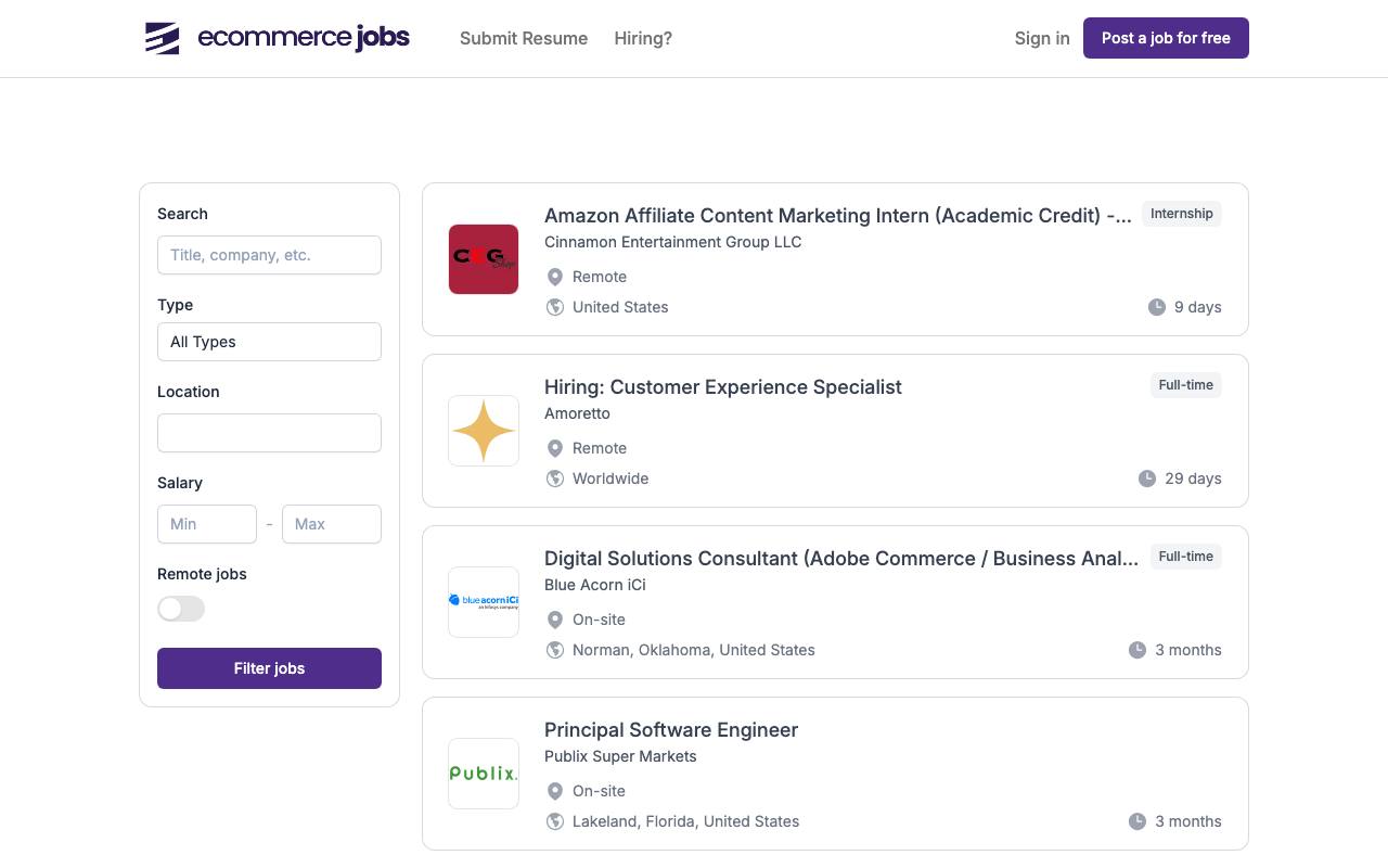 ecommerce.jobs screenshot