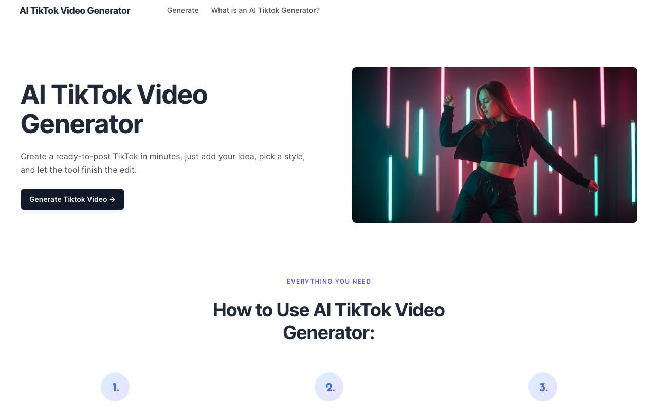 AI TikTok Video Generator screenshot