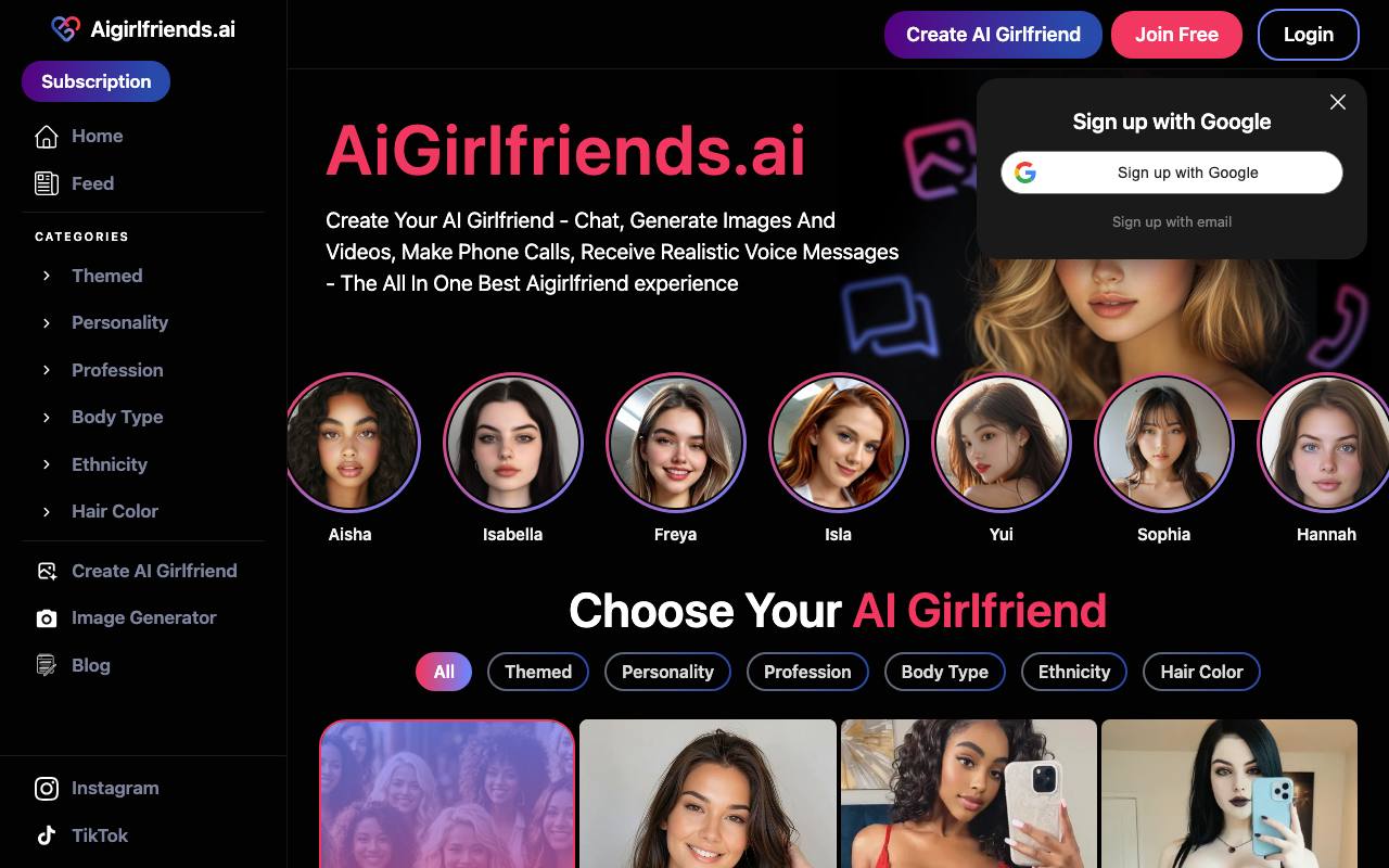 AIGirlfriends.ai screenshot