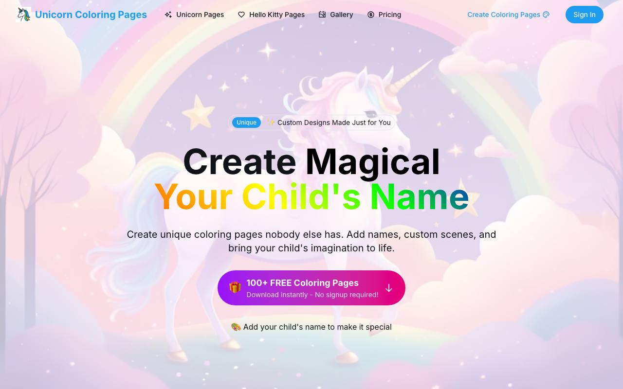 Unicorn Coloring Pages screenshot