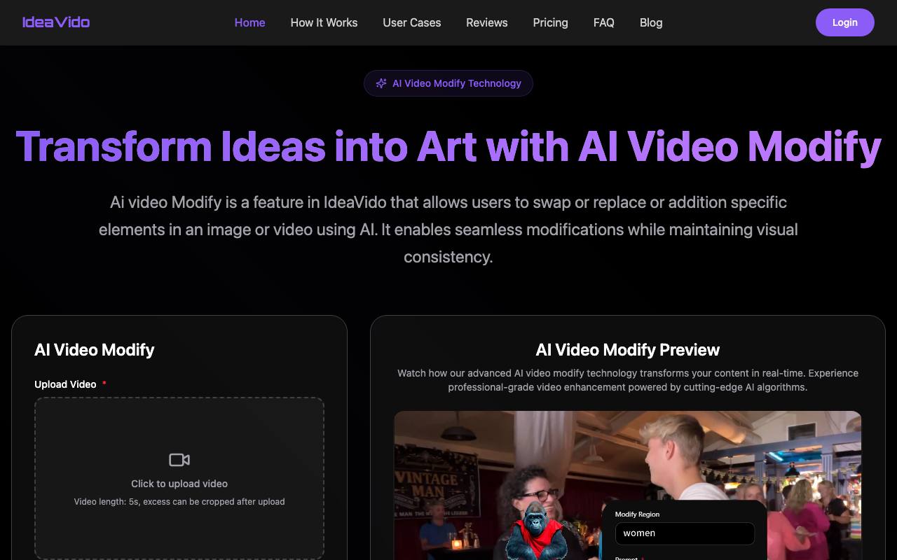 AI Video Modify screenshot
