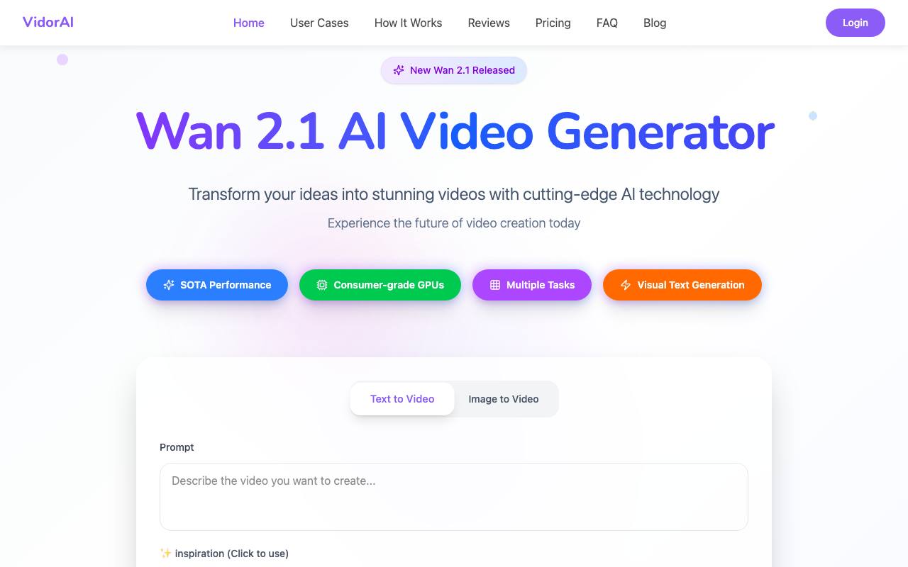 Wan 2.1 AI Video Generator screenshot
