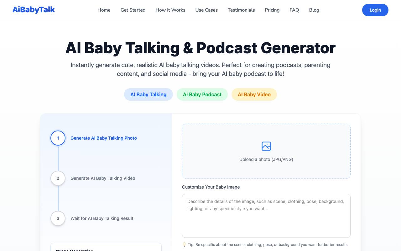 AI baby talking generator screenshot