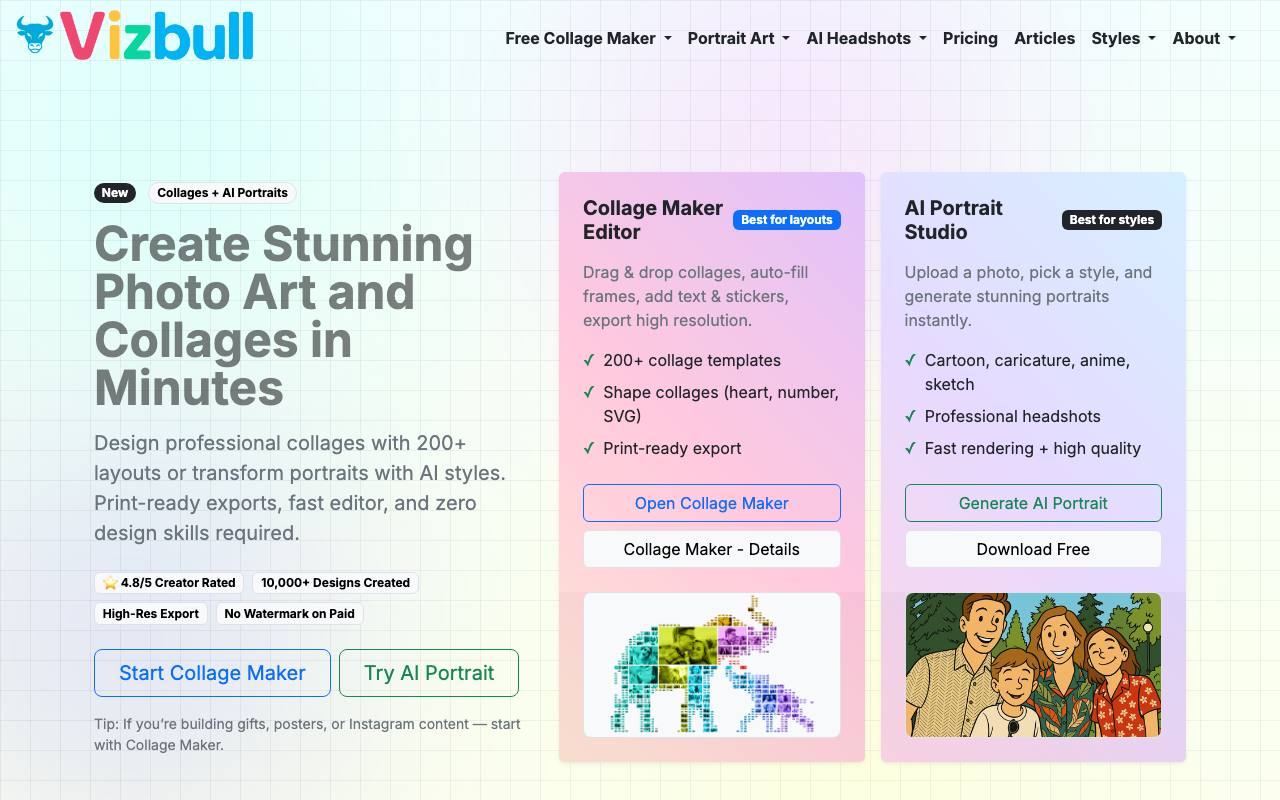 Vizbull – AI Portrait & Art Generator screenshot
