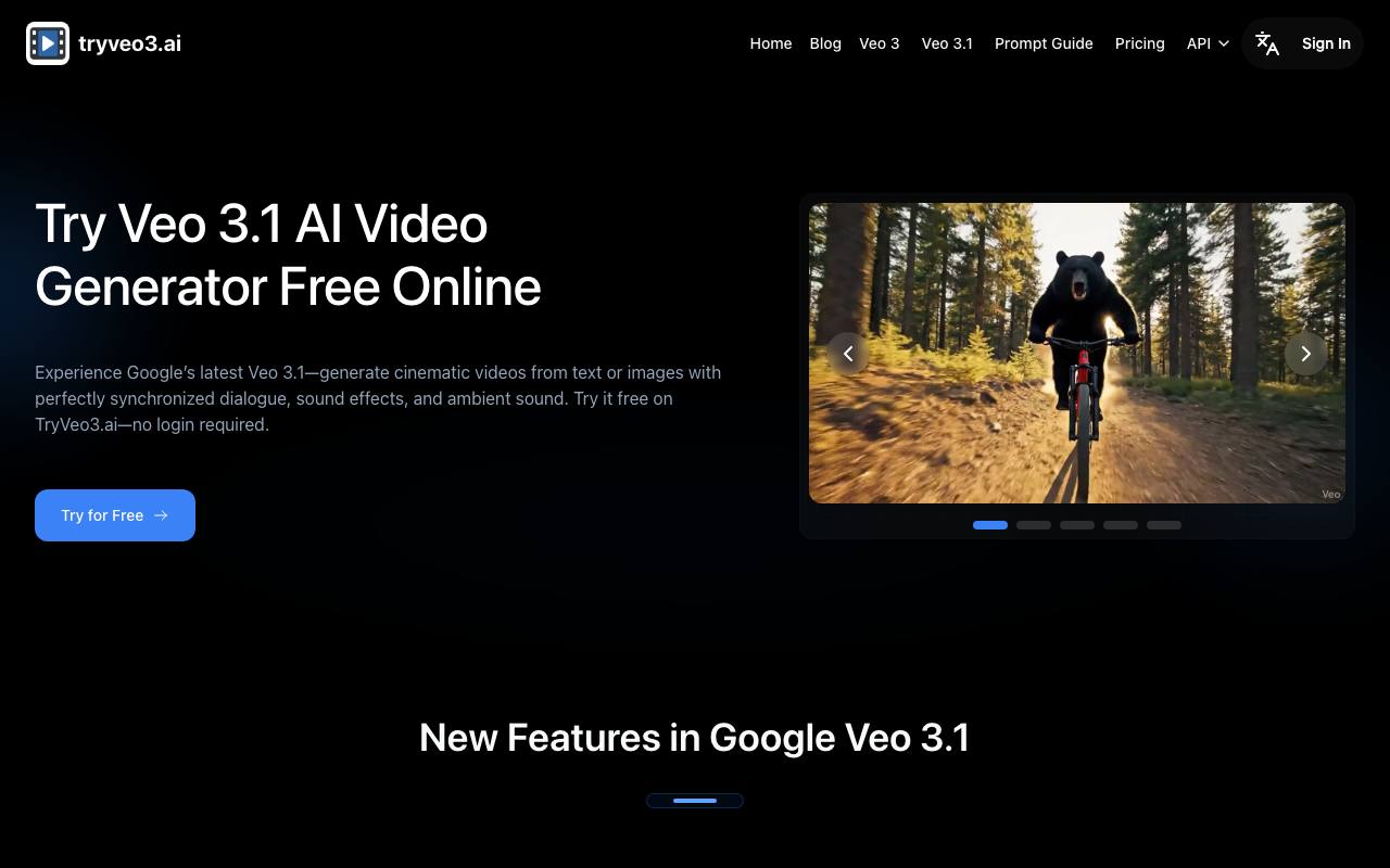 TryVeo3.ai: Free Access to Google Veo 3 for AI Video Generation screenshot