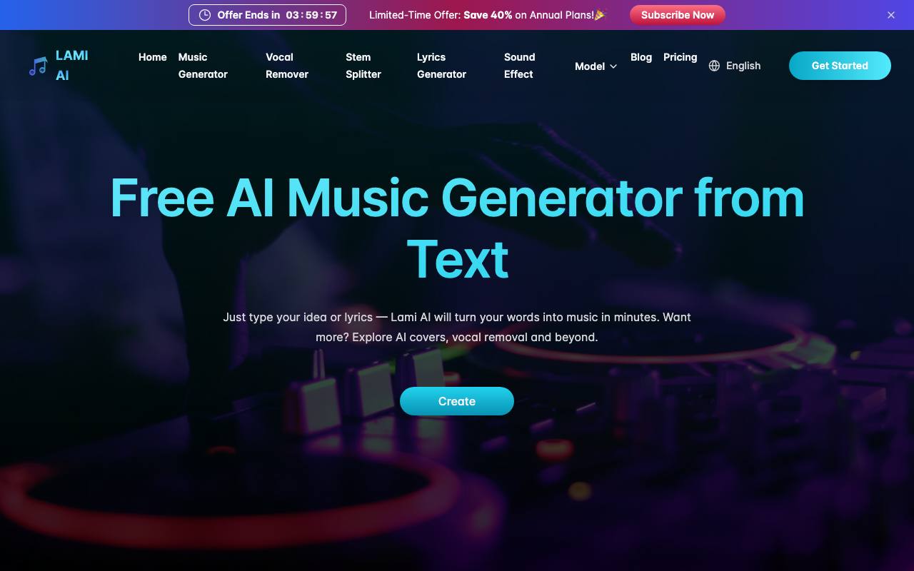 Lami.ai: Free AI Music Generator from Text screenshot