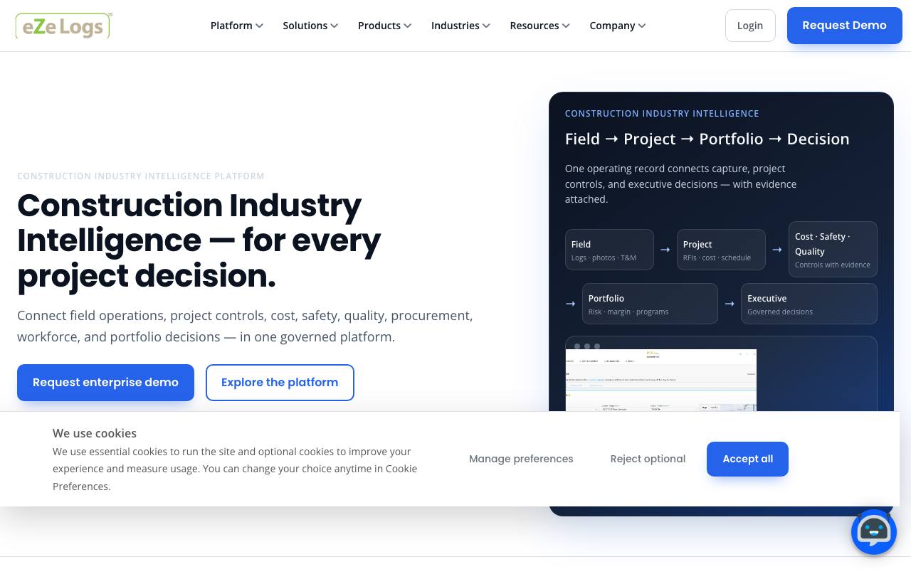 Ezelogs AI Powered Construction Industry Software screenshot