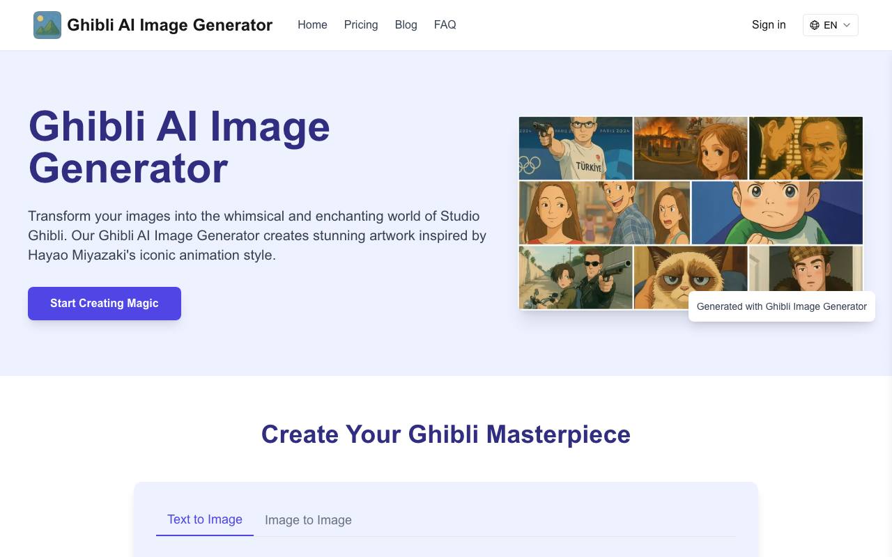 Ghibli AI Image Generator screenshot