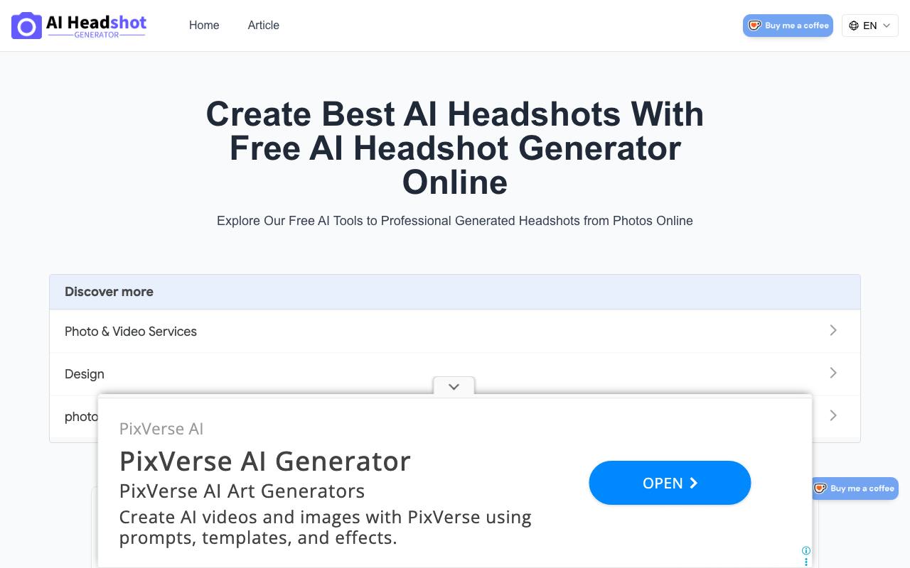 Free AI Headshot Generator screenshot